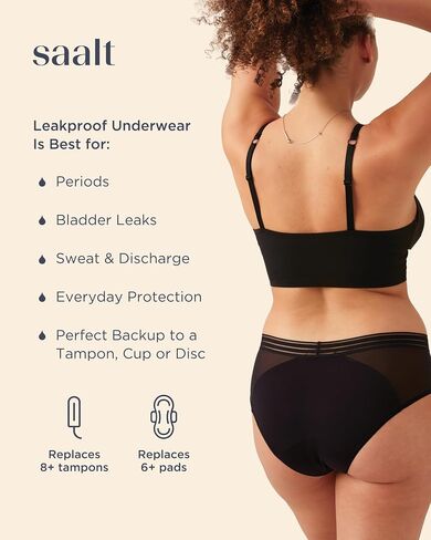 Saalt Mesh Hipster Verey Indwear-ملابس داخلية للتسرب متوسطة الارتفاع للنساء-النسيج الناعم للتنفس in Kuwait