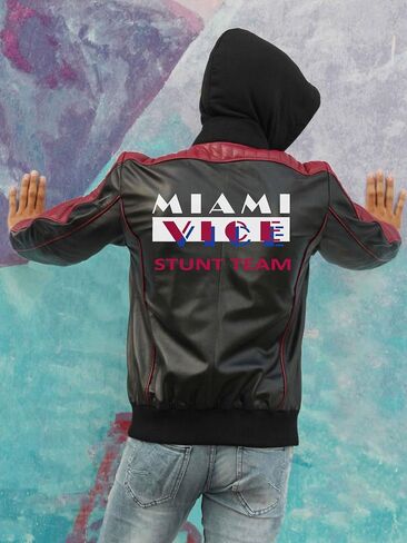 ميامي The Fall Ryan Gosling Guy 2024 سترة قاذفة من فريق STUNT Team Leather ، غطاء محرك مفصل in Kuwait