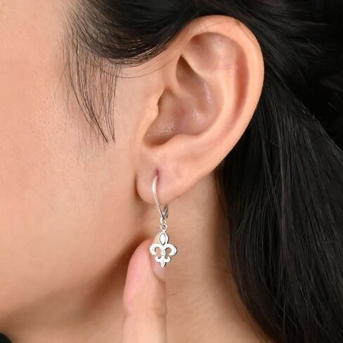 Silver Bullet Charm Leverback Earrings, 10 mm Charm Earrings, Dangle and Drop, 925 Silver, Gift for Her (Drop Length- 1 Inch) in Kuwait