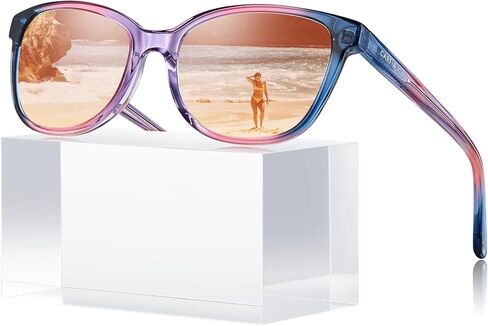 Carfia Designer Acetate Womens استقطاب النظارات الشمسية الصغيرة إلى المتوسطة الظلال العصرية للأشعة فوق البنفسجية الحماية المصنوعة يدويًا in Kuwait