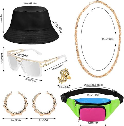 WILDPARTY 80s 90s Outfit for Women Baseball Jersey Shirt Shorts Fanny Pack Retro Party Costume Repper Accessories in Kuwait