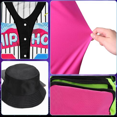WILDPARTY 80s 90s Outfit for Women Baseball Jersey Shirt Shorts Fanny Pack Retro Party Costume Repper Accessories in Kuwait