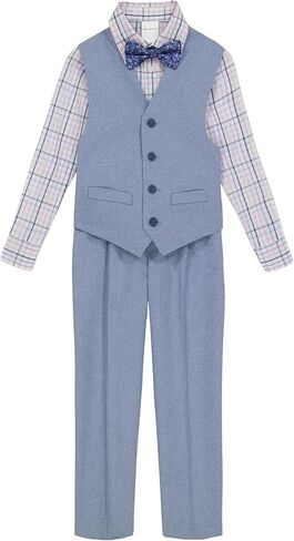 Van Heusen Boys' 4-Piece Formal Suit Set, Vest, Pants, Collared Dress Shirt, and Tie in Saudi Arabia
