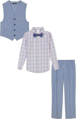 Van Heusen Boys' 4-Piece Formal Suit Set, Vest, Pants, Collared Dress Shirt, and Tie in Saudi Arabia