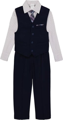 Van Heusen Boys' 4-Piece Formal Suit Set, Vest, Pants, Collared Dress Shirt, and Tie in Saudi Arabia