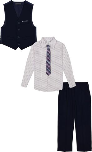 Van Heusen Boys' 4-Piece Formal Suit Set, Vest, Pants, Collared Dress Shirt, and Tie in Saudi Arabia