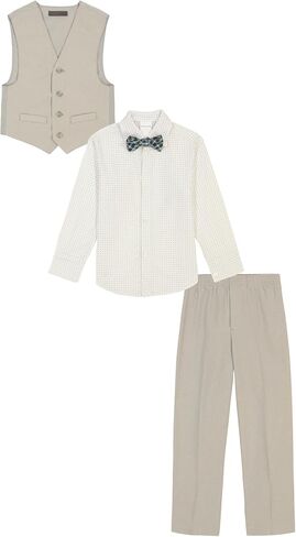 Van Heusen Boys' 4-Piece Formal Suit Set, Vest, Pants, Collared Dress Shirt, and Tie in Saudi Arabia