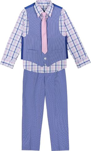 Van Heusen Boys' 4-Piece Formal Suit Set, Vest, Pants, Collared Dress Shirt, and Tie in Saudi Arabia