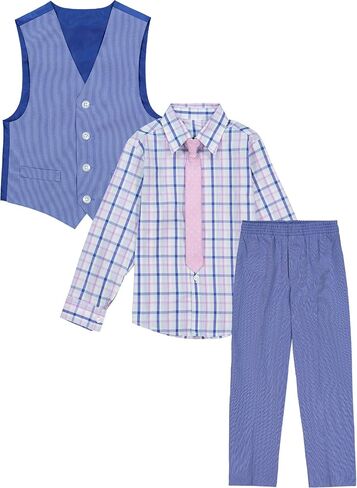 Van Heusen Boys' 4-Piece Formal Suit Set, Vest, Pants, Collared Dress Shirt, and Tie in Saudi Arabia