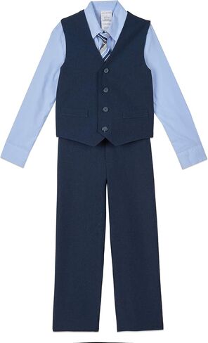 Van Heusen Boys' 4-Piece Formal Suit Set, Vest, Pants, Collared Dress Shirt, and Tie in Saudi Arabia