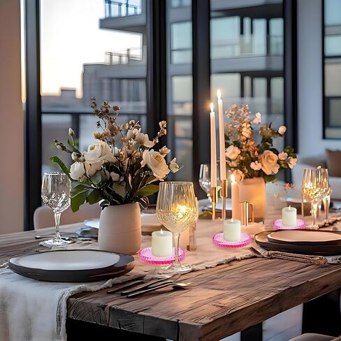 Set of 4 Candle Plate 3.8 Inch Glass Candle Holders for Pillar Candles Candle Coaster Holder Round Candle Stand for Table Centerpieces, Wedding,Party,and Home Decor (4, Clear) in Kuwait