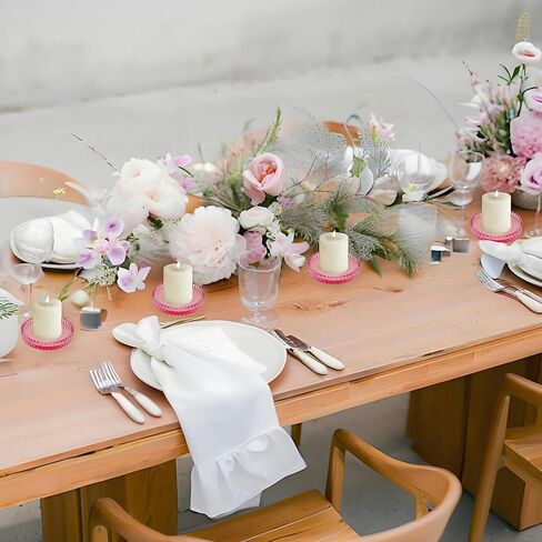 Set of 4 Candle Plate 3.8 Inch Glass Candle Holders for Pillar Candles Candle Coaster Holder Round Candle Stand for Table Centerpieces, Wedding,Party,and Home Decor (4, Clear) in Kuwait