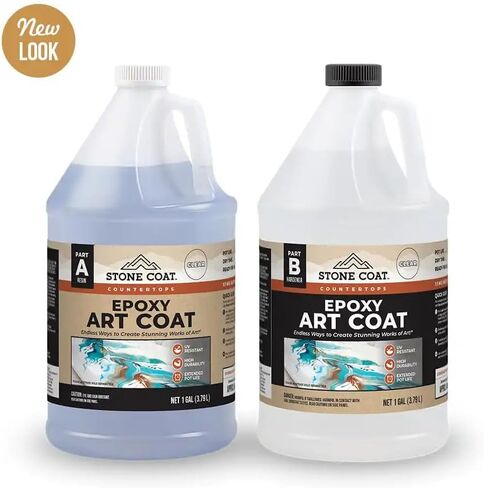 Stone Coat Countertops Art Coat (2 Gal Epoxy Resin) Formulated with Zero VOCs, Extended Working Time, UV Resistance for Alcohol Ink, Acrylic, Metallics, Food Safe Epoxy Perfect for DIY and Art Markers in Kuwait