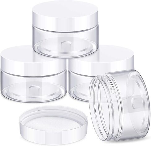 Patelai 4 Pieces Round Wide-mouth Leak Proof Plastic Container Jars with Lids for Travel Storage Makeup Beauty Products Face Creams Oils Salves Ointments DIY Making(1 Ounce,White) in Saudi Arabia