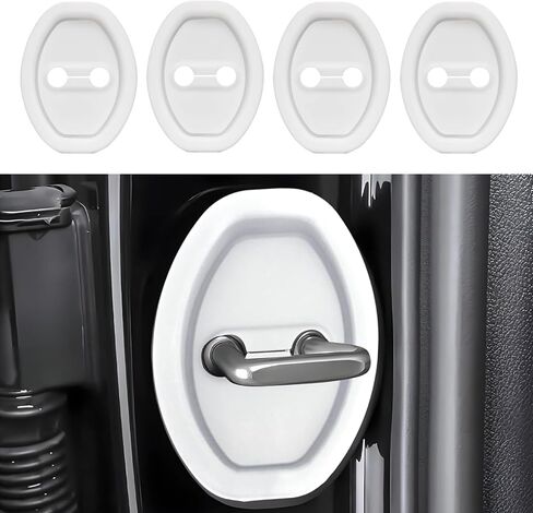 4PCS Door Latch Lock Cover, Upgraded Silicone Car Door Strike Protector, Silent Shock Vehicle Doors Locks Guard, Universal Accessories Car Doors Edge Protector for Most Vehicles(Black) in Kuwait
