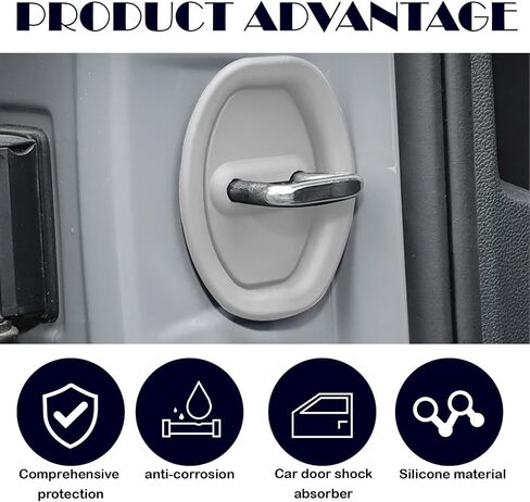 4PCS Door Latch Lock Cover, Upgraded Silicone Car Door Strike Protector, Silent Shock Vehicle Doors Locks Guard, Universal Accessories Car Doors Edge Protector for Most Vehicles(Black) in Kuwait