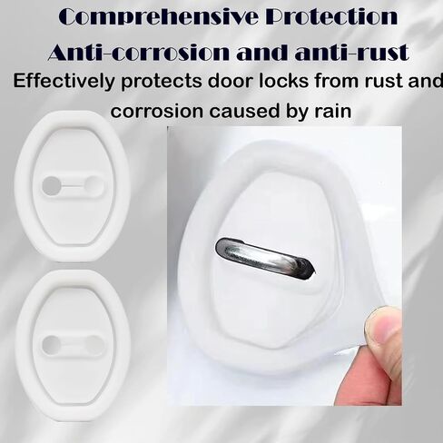 4PCS Door Latch Lock Cover, Upgraded Silicone Car Door Strike Protector, Silent Shock Vehicle Doors Locks Guard, Universal Accessories Car Doors Edge Protector for Most Vehicles(Black) in Kuwait
