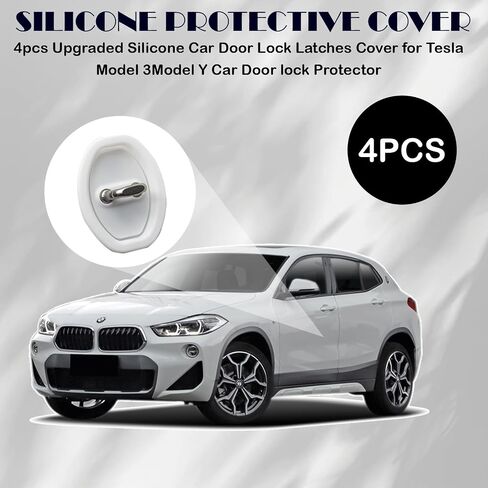 4PCS Door Latch Lock Cover, Upgraded Silicone Car Door Strike Protector, Silent Shock Vehicle Doors Locks Guard, Universal Accessories Car Doors Edge Protector for Most Vehicles(Black) in Kuwait