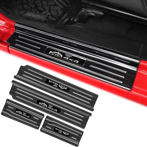 4PCS Door Sill Protector for Jeep Wrangler JL JLU 2018-2024/Jeep Gladiator JT 2020-2024 Accessories Stainless Steel Front Door Car Pedal Kick Protection (4PCS-4 Door-Carbon Fiber) in Saudi Arabia