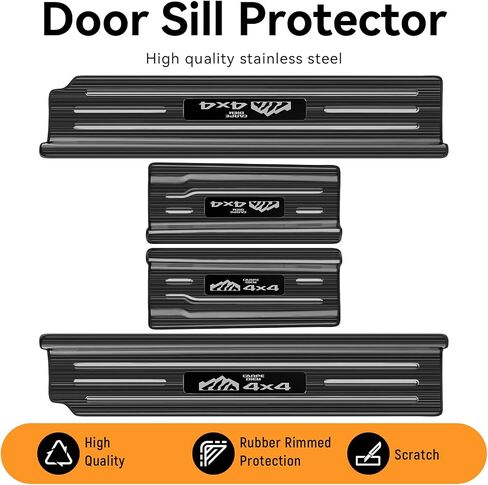 4PCS Door Sill Protector for Jeep Wrangler JL JLU 2018-2024/Jeep Gladiator JT 2020-2024 Accessories Stainless Steel Front Door Car Pedal Kick Protection (4PCS-4 Door-Carbon Fiber) in Saudi Arabia