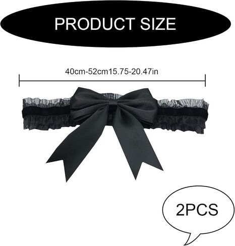 2 Pcs Wedding Garters for Bride, Black Garters Belt with a Bow, Prom Leg Garter Belt Tossing Thigh Garters Bowknot Elastic Leg Ring for Women and Girls Party Dance Birthday Wedding in Saudi Arabia