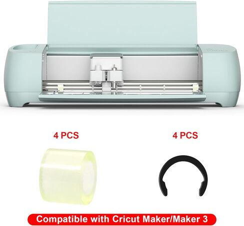 4 Pcs Rubber Roller Resolution for Cricut Maker and 4 Pcs Rubber Roller Replacement, Keep Rubber in Place with Retaining Rings Keep Rubber from Moving, Compatible with Cricut Maker/Maker 3 in Saudi Arabia