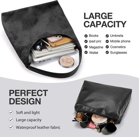 2PCS Suede Bag and Leather Purse Hobo Bags for Women Shoulder Bag Slouchy Bag Suede Tote Bag for Women Vegan in Saudi Arabia