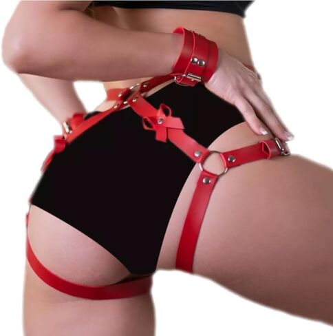 Women's Punk Leather Harness Waist Leg Cage Beds Tableware Gothic Garter Belt Ladies Bondage Harness Sexy Waist Rings in Saudi Arabia