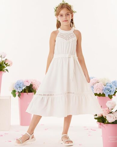 GRACE KARIN Girls Dresses Summer Spring Halter Maxi Dress Kids Ruffle Casual Flower Pleated Sun Dress Size 5-14 in Saudi Arabia