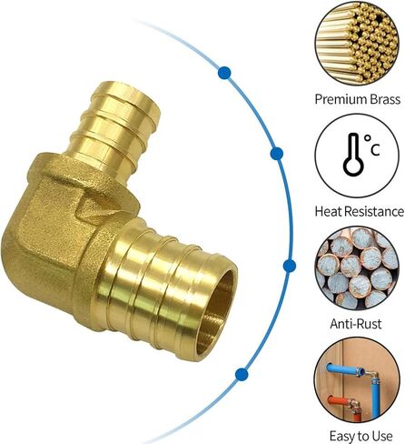 Hoashing 16 قطعة 3/4 بوصة 90 درجة الكوع PEX تركيب وصلات تجعيد نحاسية صلبة لخرطوم أنابيب PEX in Kuwait