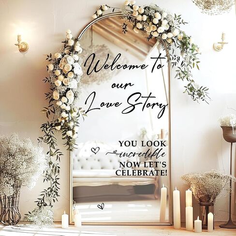Wedding Welcome Signs Welcome to Our Wedding Sign Decals Selfie Mirror Decals for Weddings Party Entry Welcome Mirror Sticker for Weddings Decor Vinyl Letter Decal for Bridal Shower Marriage Reception in Kuwait