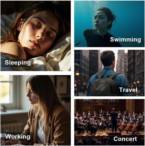 Ear Plugs for Sleeping, 2 Pairs Ear Plugs for Sleeping Noise Cancelling, 35dB Reusable Silicone Earplugs for Noise Reduction, Sleep, Work, Hearing Protection, Concert and Snoring, Black in Kuwait
