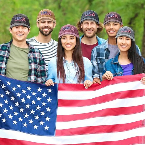 Tarpop 6 Pcs American Flag Baseball Cap Tactical USA Flag Hats Adjustable Washed Us Flag Cap for Men Women in Kuwait