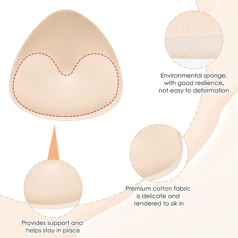 Bra Inserts, 2 Pairs Breast Enhancers Bra Pad Inserts Triangle Swimsuit Pads Breast Padding for Women Girls in Saudi Arabia