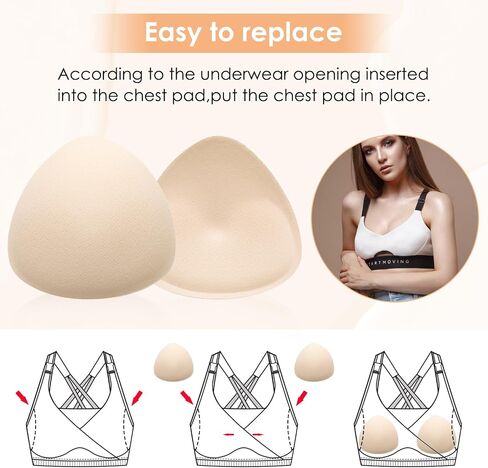 Bra Inserts, 2 Pairs Breast Enhancers Bra Pad Inserts Triangle Swimsuit Pads Breast Padding for Women Girls in Saudi Arabia