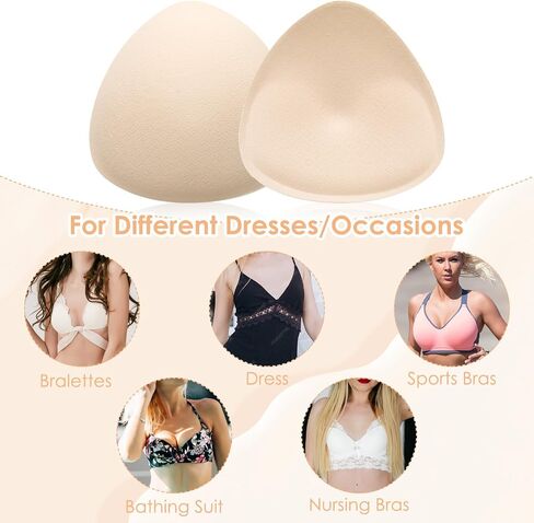 Bra Inserts, 2 Pairs Breast Enhancers Bra Pad Inserts Triangle Swimsuit Pads Breast Padding for Women Girls in Saudi Arabia