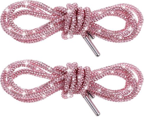 Bremorou 4 Pcs Pink Shoe Laces Rhinestone Shoe Laces Glitter Rope Laces Crystal Crystal Drawstring For Sweatpants Sneakers in Saudi Arabia