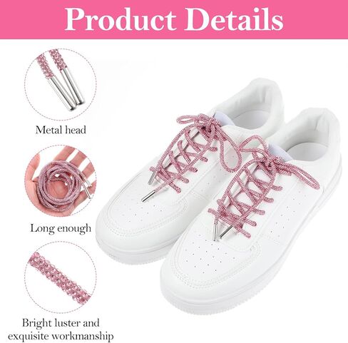Bremorou 4 Pcs Pink Shoe Laces Rhinestone Shoe Laces Glitter Rope Laces Crystal Crystal Drawstring For Sweatpants Sneakers in Saudi Arabia