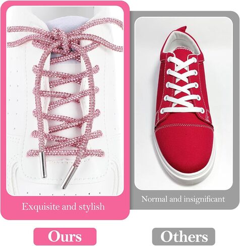 Bremorou 4 Pcs Pink Shoe Laces Rhinestone Shoe Laces Glitter Rope Laces Crystal Crystal Drawstring For Sweatpants Sneakers in Saudi Arabia