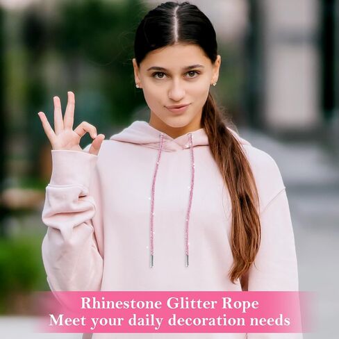Bremorou 4 Pcs Pink Shoe Laces Rhinestone Shoe Laces Glitter Rope Laces Crystal Crystal Drawstring For Sweatpants Sneakers in Saudi Arabia