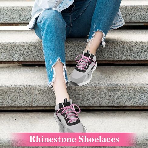 Bremorou 4 Pcs Pink Shoe Laces Rhinestone Shoe Laces Glitter Rope Laces Crystal Crystal Drawstring For Sweatpants Sneakers in Saudi Arabia