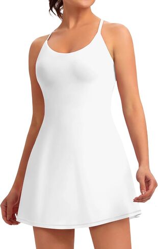 Womens Easy Pee Tennis Dress with Built in Shorts and Pockets - Workout Athletic Golf Dresses in Kuwait
