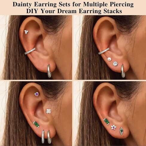 LOYALLOOK Gold Flat Back Earrings for Women Hypoallergenic Surgical Stainless Steel Earrings for Sensitive Ears Cartilage Earring Sets for Multiple Piercing Trendy Flatback Earrings Studs Small Hoop in Saudi Arabia