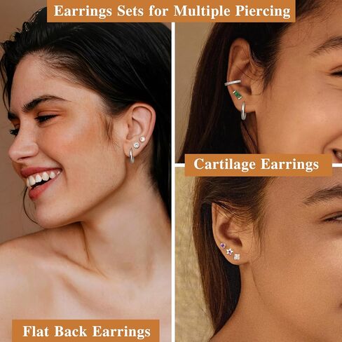 LOYALLOOK Gold Flat Back Earrings for Women Hypoallergenic Surgical Stainless Steel Earrings for Sensitive Ears Cartilage Earring Sets for Multiple Piercing Trendy Flatback Earrings Studs Small Hoop in Saudi Arabia