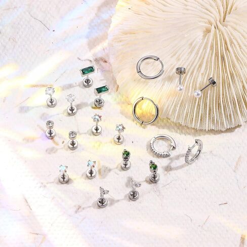 LOYALLOOK Gold Flat Back Earrings for Women Hypoallergenic Surgical Stainless Steel Earrings for Sensitive Ears Cartilage Earring Sets for Multiple Piercing Trendy Flatback Earrings Studs Small Hoop in Saudi Arabia