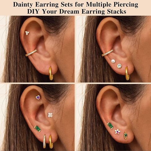 LOYALLOOK Gold Flat Back Earrings for Women Hypoallergenic Surgical Stainless Steel Earrings for Sensitive Ears Cartilage Earring Sets for Multiple Piercing Trendy Flatback Earrings Studs Small Hoop in Saudi Arabia