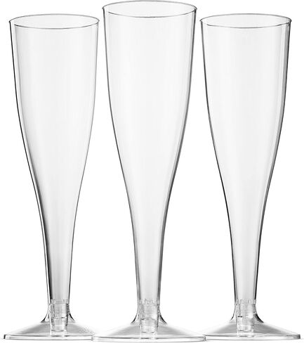 Munfix 100 Pack Plastic Champagne Flutes 5 Oz Silver Glitter Clear Plastic Toasting Glasses Disposable Wedding Thanksgiving Party Cocktail Cups in Saudi Arabia