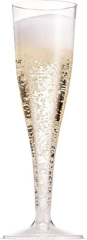 Munfix 100 Pack Plastic Champagne Flutes 5 Oz Silver Glitter Clear Plastic Toasting Glasses Disposable Wedding Thanksgiving Party Cocktail Cups in Saudi Arabia