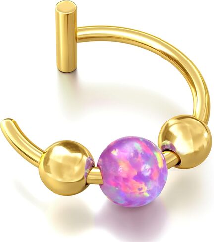 UBGICIG Opal Fake Nose Ring 20G - 14K Gold Nose Ring Faux Nose Rings For Women Fake Nose Piercings Green/Pink/Blue/White/Red/Purple/Dark Green Opal 8mm in Saudi Arabia
