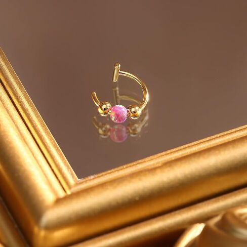 UBGICIG Opal Fake Nose Ring 20G - 14K Gold Nose Ring Faux Nose Rings For Women Fake Nose Piercings Green/Pink/Blue/White/Red/Purple/Dark Green Opal 8mm in Saudi Arabia